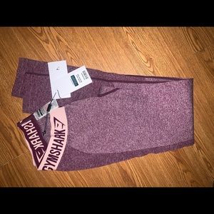 GYMSHARK FLEX LEGGINGS-DARK RUBY MARL/ BLUSH NUDE